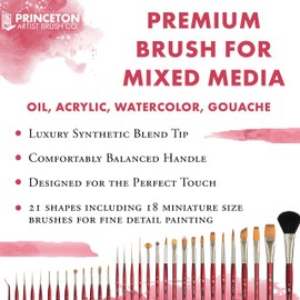 Princeton Velvetouch, Series 3950, Paint Brush for Acrylic, Oil and Watercolor, Petal, 6
