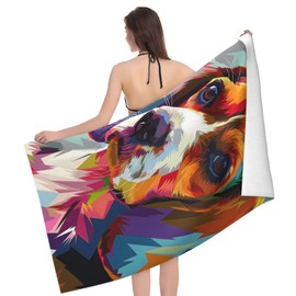 VANZEV Colorful Beagle Beach Towel Dog Sand-Free Microfiber Bath Towel Ultra Soft Quick Dry Pool Towel Absorbent Towel Lightweight Towel Gifts for Outdoor Bathroom Swimming Decor 31inx51in