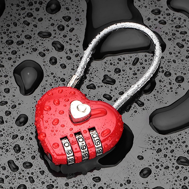 Orirya Small Lightweight Cute Heart Shape Combination Padlock Wire Lock