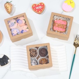 ROSPAKTEK 90 Pack Bakery Boxes 4x4x2 Inches Cookies Boxes Mini Bundt Cake Boxes Pie Boxes Cinnamon Roll Treat Boxes Chocolate Truffle Boxes Party Wedding Favor