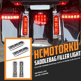 HCmotorku Motorcycle Rear Saddlebag Accent LED Light Insert Filler Support Running Turn Signal Brake Light Fit For Harley Touring Road King Ultra Limited Street Road Electra Glide 2014-2023 Chrome