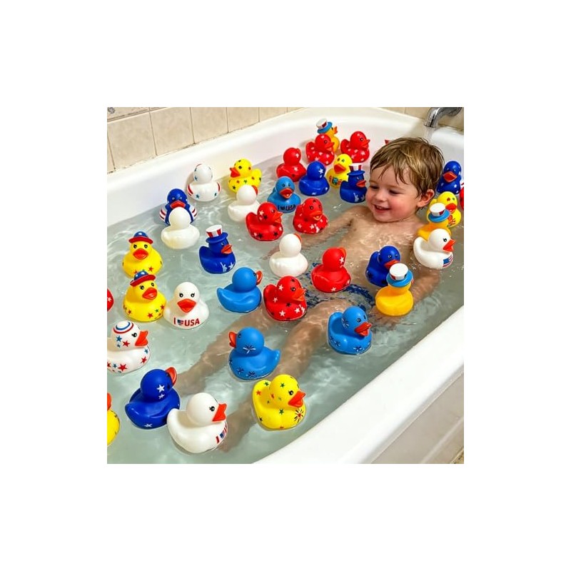 72 Pack Patriotic Rubber Ducks Bulk - 250th Anniversary 4th