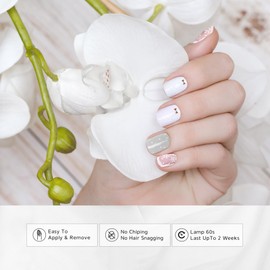 Ekkyo In Semi Cured Gel Nail Strips, Chip Resistant, Easy to Use Gel Nail Stickers, Long Lasting 20 Pcs Gel Nail Wraps, Get Salon-Quality Nail Art at Home, Works with Any Nail Lamps, Star