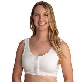 Gentle Touch Surg-Ease Bra in White with Hook and Loop Front Closure- Post Mastectomy Recovery Bra, Made in USA | XL
