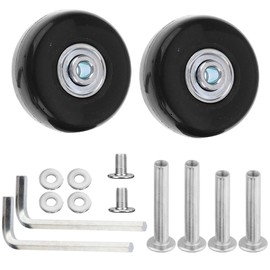 Qigfucm 60 x 14mm Small Luggage Wheels Replacement, 2pcs Universal Smooth Swivel Caster Wheels, Silent Black Rubber Suitcase Trolley Wheels Repair Kit