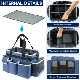 ZIOZERTT Cleaning Caddy,Cleaning Bag for Housekeepers,Cleaning Supplies Organizer with Handle,Blue