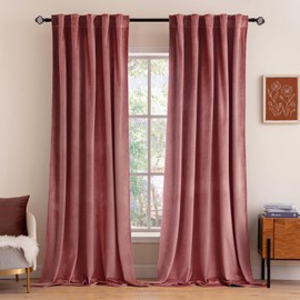 MIULEE Velvet Curtains 84 inches 2 Panels - Luxury Blackout Curtains for Bedroom Living Room Thermal Insulated Super Soft Window Drapes Rod Pocket & Back Tab, Dusty Rose Pink, W52 x L84 inches