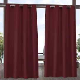 Exclusive Home Curtains Indoor/Outdoor Solid Cabana Grommet Top Curtain Panel Pair, 54x84, Radiant Red