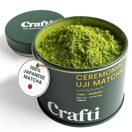 Crafti Matcha En Polvo De Grado Ceremonial (Orgánico): Auténtico Té Verde Matcha Japonés En Polvo, Sin Azúcar, De Uji, Kioto, Para Uso Diario, Para Lattes De Calidad Barista (30 G/1 Oz)