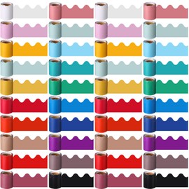 Ctosree 40 Rolls 656 Feet Scalloped Bulletin Board Borders in 20 Colors Colorful Classroom Borders for Bulletin Board Decoration Bulletin Board Trim Boarders for Classroom Bulletin Board