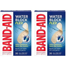 Band-Aid Brand Water Block Flex Adhesive Bandages, All One Size, 20 Count (Pack of 2)