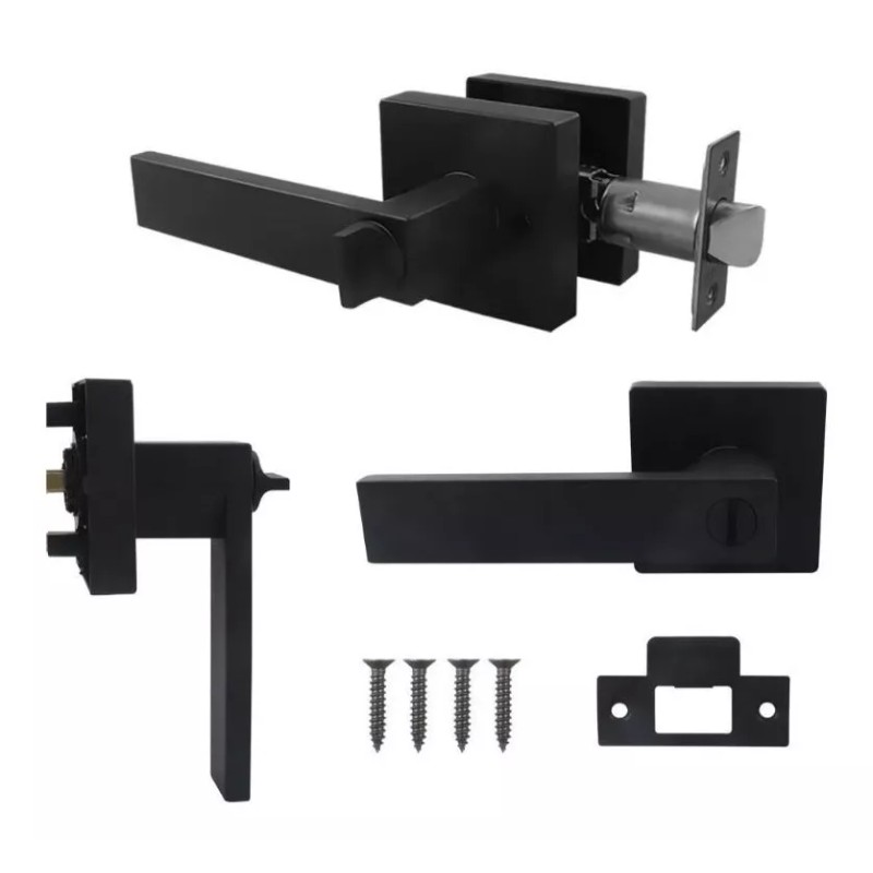 LIZOFERTAS Cerradura Manija Negra Cuadrada Puerta Recamara O Principal