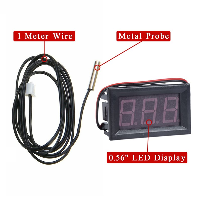 FBBULES Mini Digital Thermometer with Probe Temperature Monitoring for Fridge
