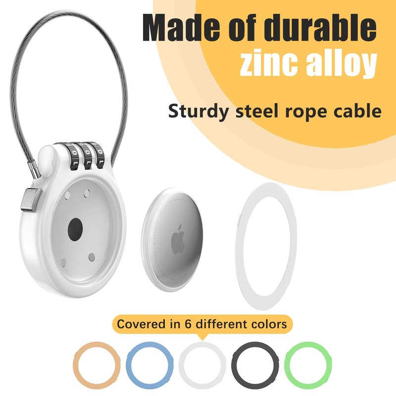 AirTag Holder with 3-Digit Combination Lock, Zinc Alloy Anti-Theft Protective