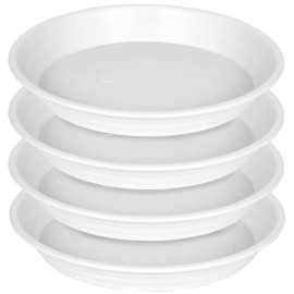 SAUCERHOME Plant Saucer Pot Tray 12 inch, 4 Packs Plastic Flower Planter Saucers and Drip Trays for Indoors Outdoors, Heavy Sturdy Durable Plant Plate Water Catcher (White)