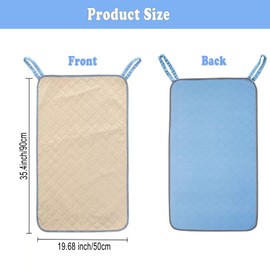 MatFirsmo Waterproof Chair Pads for Incontinence, Reusable Washable Wheelchair Pads for Seat with Handles, Highly Absorbent Wheelchair Cover for Adults and Elderly Khaki 35.4" x 19.68"