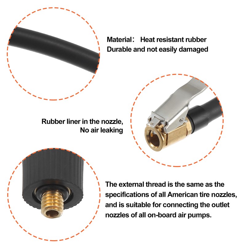 QUARKZMAN Car Motorcycle Tyre Inflator Extension Hose 100 cm 39.37