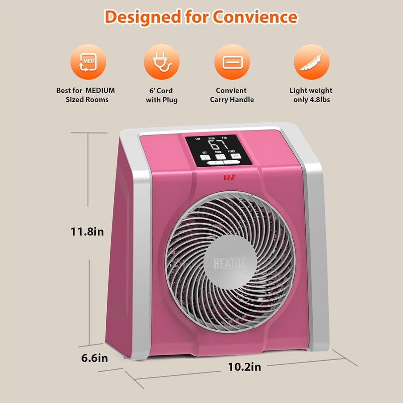 HEATIT Space Heater for Indoor, Digital Display with Thermostat, 1-12H