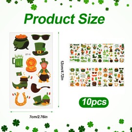 107pcs St. Patrick's Day Temporary Tattoos, 10 Sheets St. Patrick's Day Tattoo Stickers Shamrock Temporary Tattoos Irish Tattoo Stickers for St. Patrick's Day Parade Party Decorations