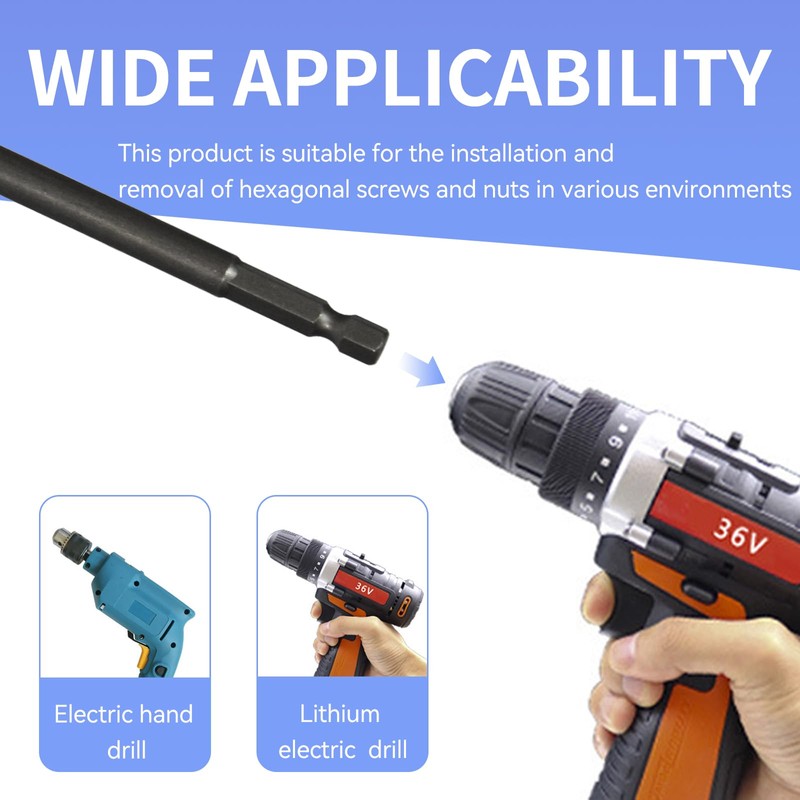 YXQ 10mm Hex Nut Driver Magnetic Extension Socket Drill Bit