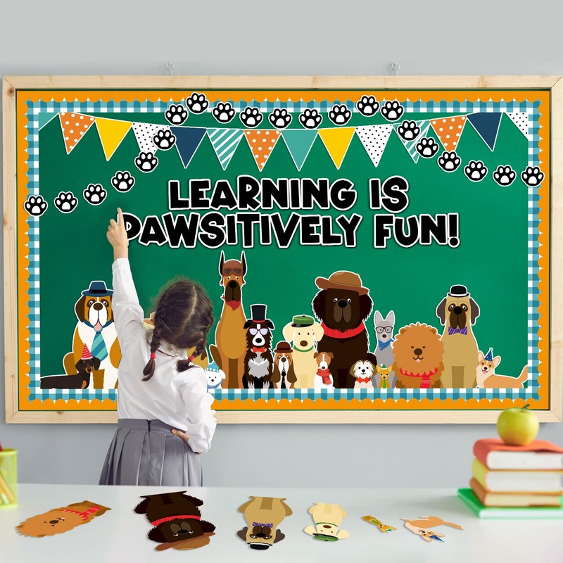 Justforjoyful 75 PCS Pet Classroom Bulletin Board Decorations Puppy Bulletin