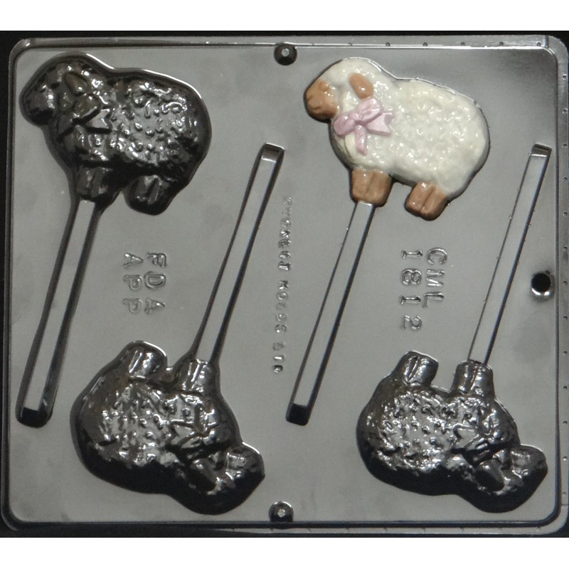 Lamb with Bow Lollipop Chocolate Candy Mold Easter 1812
