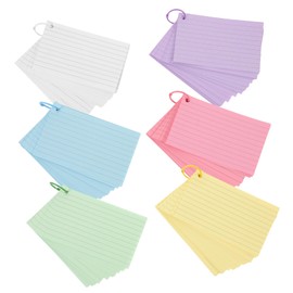 GRIRIW 1 Set Index Cards Rings Lined Study Flash Cards Single Hole Punched Note Cards for English Learning