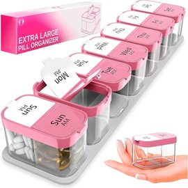 Bexeen XXL Pill Organizer That Holds EVERYTHING! Convenient, Portable & Reliable!:_Rose