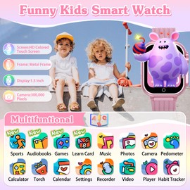 Kids Smart Watch Boys Girls - Smart Watch for Kids with 32 Puzzle Games Music Player Alarm Clock Flashlight HD Touch Screen,Kids Watch for Boys Girls Educational Toys Birthday Gifts for Ages 4-12