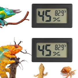 Reptile Thermometer and Humidity Gauge Digtal Terrarium Thermometer Rectangle Bearded Dragon Cage Accessories Reptile Temp and Humidity Gauge for Leopard Gecko Hermit Crab Gecko Lizard Etc 2pc