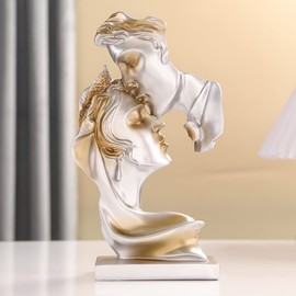 NORHOR Kiss Abstract Art Statue Decoration Living Room Office Bar Cafe Entrance Statues and Sculptures, Resin, Silver