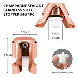 1Pc Rose Gold Champagne Stoppers with Stainless Steel Champagne Saver with Food Grade Silicone Leak proof Keep Fresh Suitable for Champagne, Cava, Prosecco and Sparkling (1)