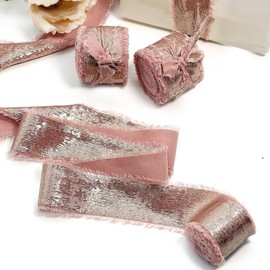 2 Rolls Frayed Edge Metallic Ribbon 1-1/2 inch Satin Ribbon 11 Yards Craft Fabric Ribbon Shimmery Gold Silk Ribbon Roll for Gift Wrapping Bow Making Flower Bouquet Wedding Party Home Decoration