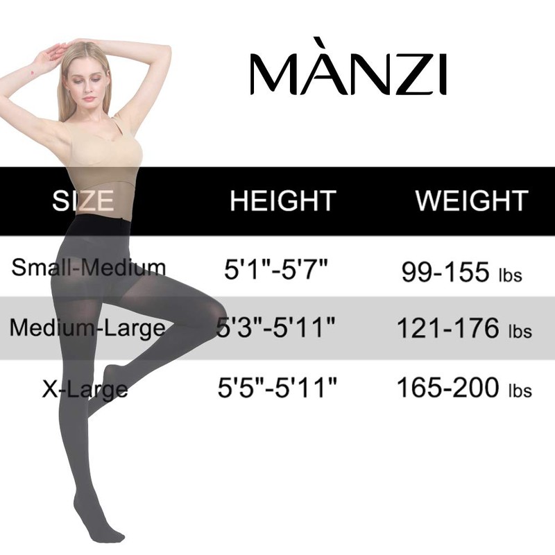 MANZI Microfibre Tights for Women, Semi Opaque Solid Colored Footed