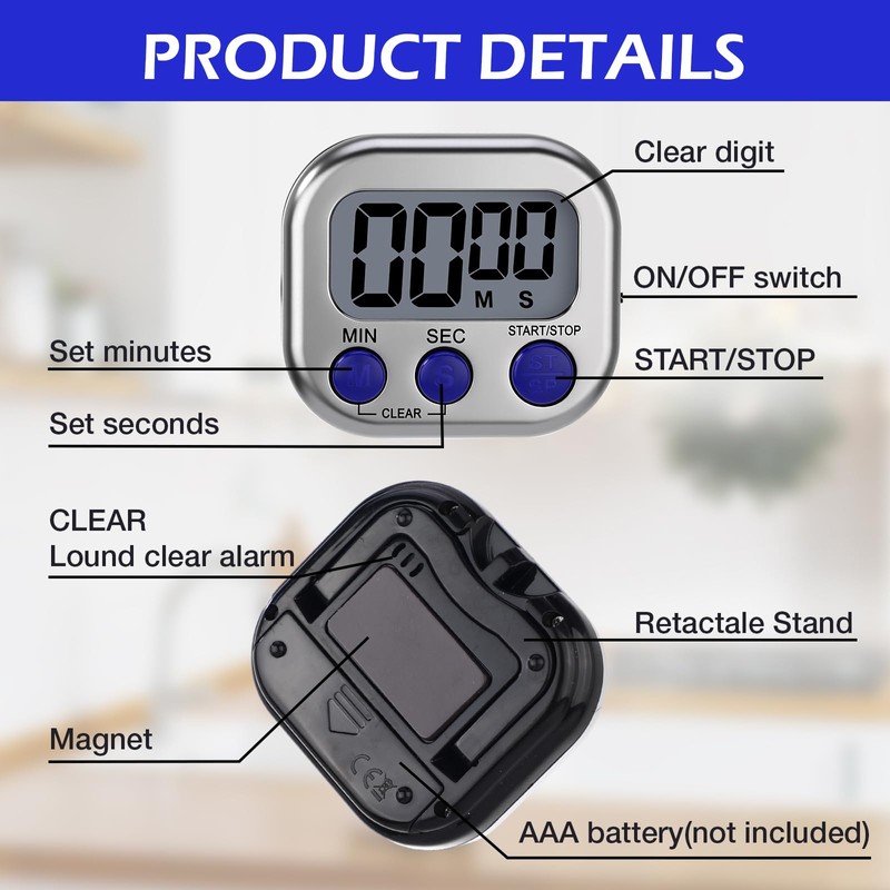 Leumoi 24 Pack Multi-Function Digital Timers with Magnetic Back, Large