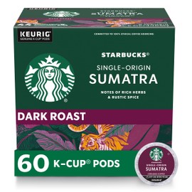 Starbucks K-Cup Coffee Pods, Dark Roast Coffee, Sumatra for Keurig Brewers, 100% Arabica, 6 boxes (60 pods total)