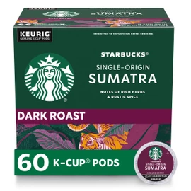 Starbucks K-Cup Coffee Pods, Dark Roast Coffee, Sumatra for Keurig Brewers, 100% Arabica, 6 boxes (60 pods total)