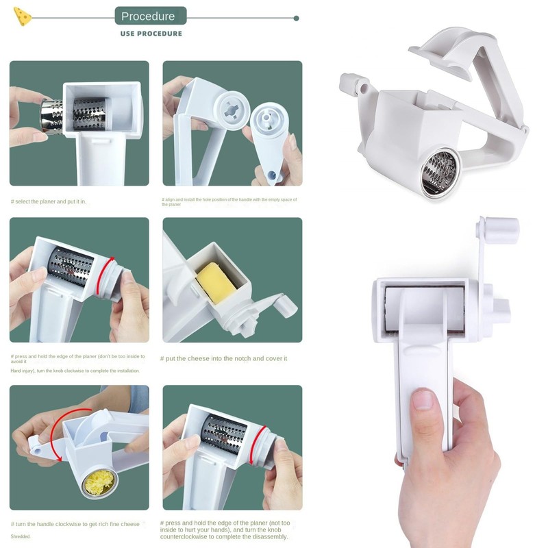Parmesan Cheese Carrot Garlic Grater Graters Press Rotary Mini with