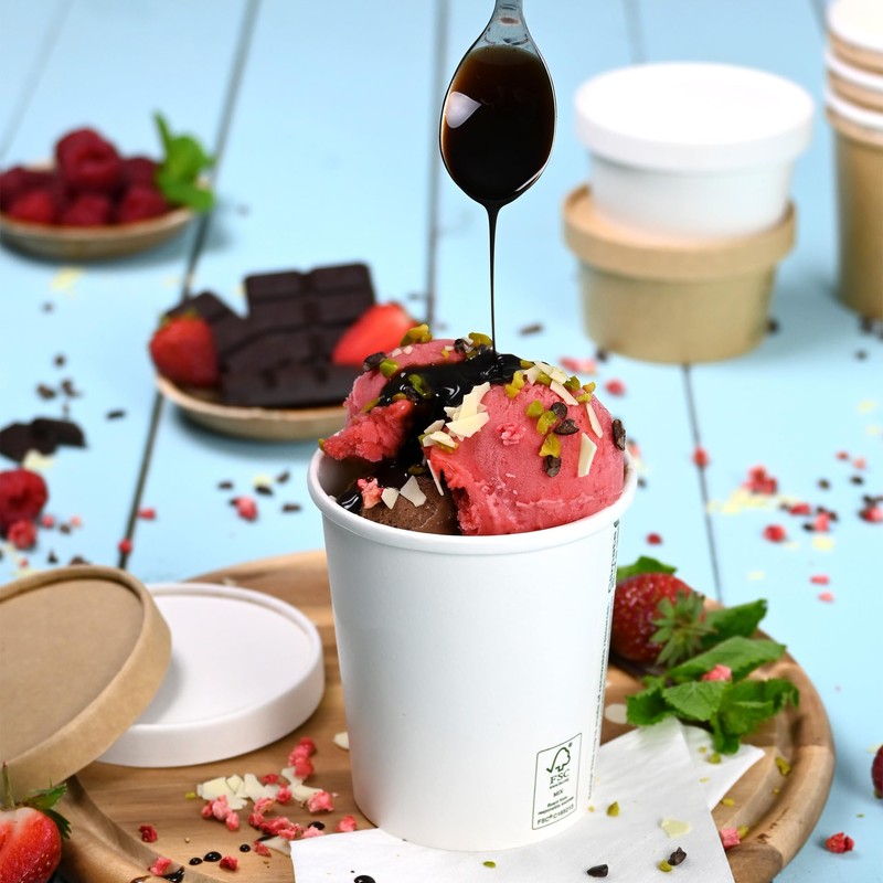 BIOZOYG 50x Paper-ice-Cream Cups 16 oz White - Disposable Cups