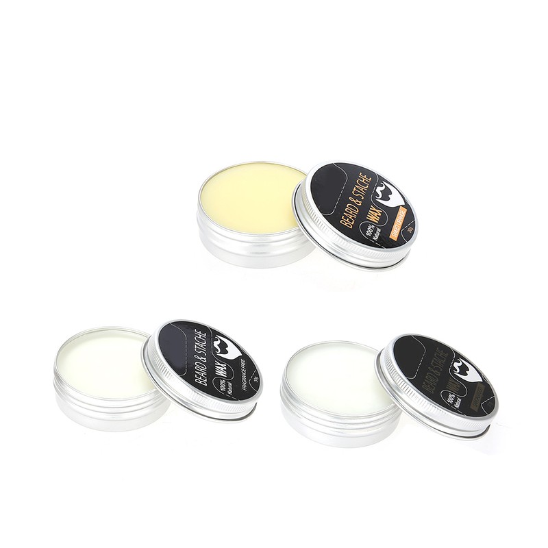 3pcs Beard Care Kit Balm Comb Brush Scissor Comb Bag