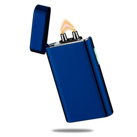 RSBYE Electric Lighter Rechargeable USB C Plasma Arc Lighter Big Flame Electronic Lighters Metal Windproof Unique Pocket Lighters Box for Holiday, Friends, Family(Ice Blue)