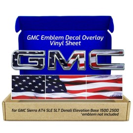EmblemsPlus GMC Sierra 1500 2500 3500 American Flag Grille GMC Emblem Decal 2019-2025