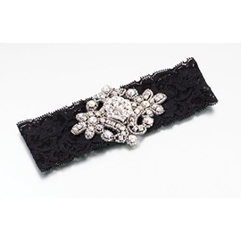 Lillian Rose Jeweled Garter, Black