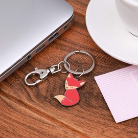 Cute Keychain Pendant Men Women Bag Hangings Key Ring Animal Shape Style Keychain Novelty Metal Enamel Orange Fox Keyring Charmed Gifts Key Ring for Children, orange