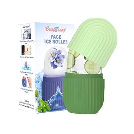 CrafTreat Ice Roller for Face, Eyes & Neck – Reusable Silicone Ice Mold for De-Puffing, Skin Care & Facial Massage (Green)