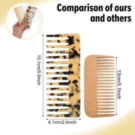 2Pack Wide Tooth Combs for Women, Detangling Comb, Wide Tooth Comb for Curly Hair, for Wavy Wet and Dry Hair