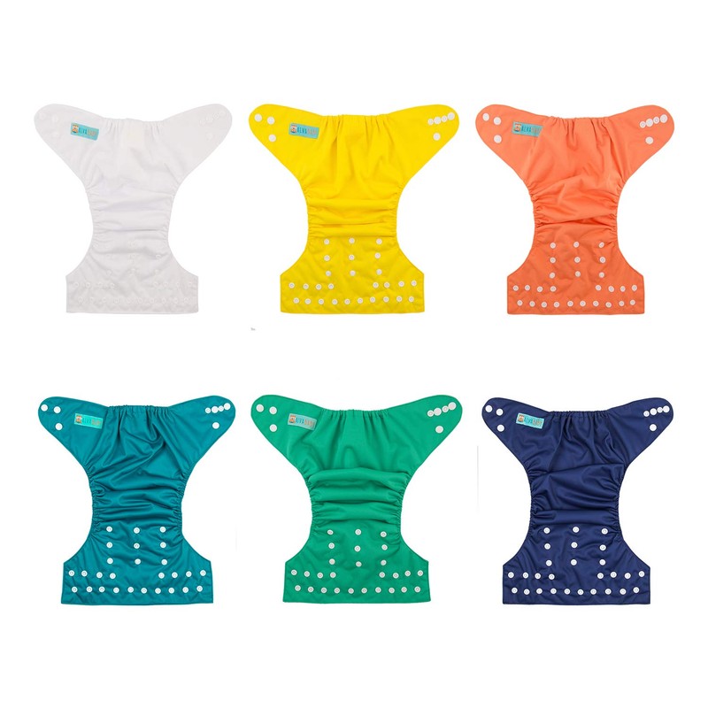 ALVABABY Baby Cloth Diaper 6 Pack with 12 Inserts One
