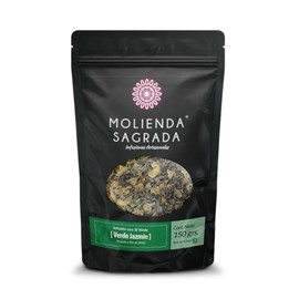 Molienda Sagrada, Té Verde Jazmín, Infusión de Te verde en Hoja Entera y Pétalos de Jazmín Orgánico, 150 gramos                                       