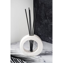 Aroma Blossom Reed Diffuser - Mosaic Collection - Comes with Ceramic Base, Diffuser Sticks, Oil, and Glass Tube - 4 Fl Oz - Round,White Marble