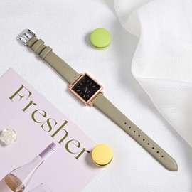 ANNEFIT Watch Bands for Men Women, Top Grain Leather Watch Strap with Quick Release, Band Width 13mm with Silver Buckle (Khaki)